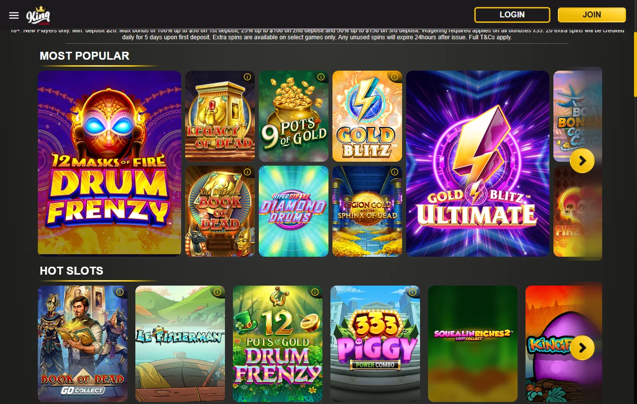 1King Casino games and live tables analysis for Indian users