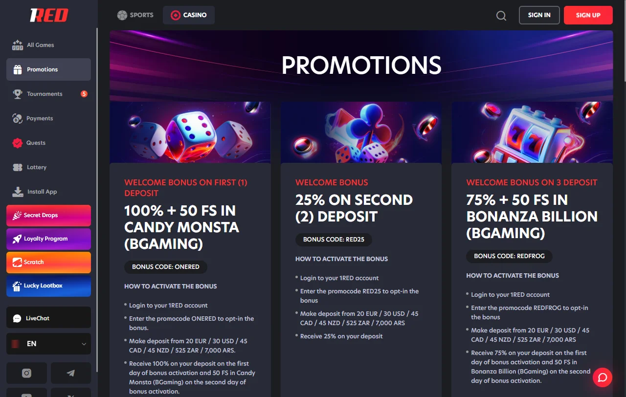 1Red Casino games and live dealer coverage for practical comparison