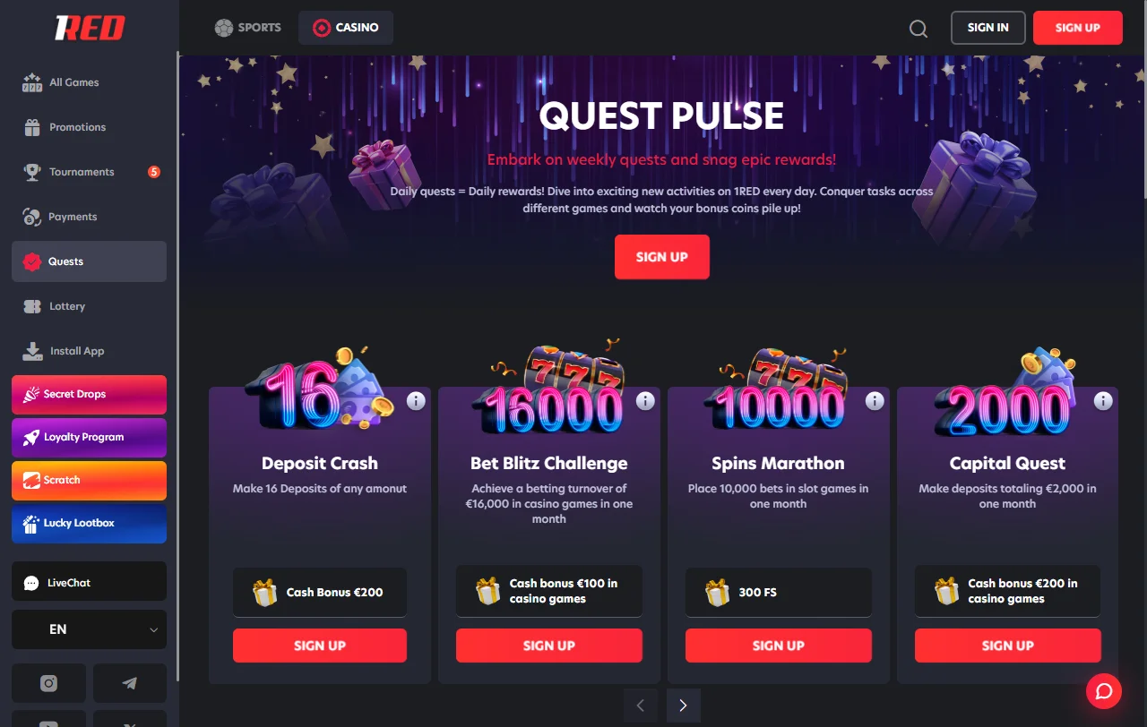 1Red Casino bonus terms and promotion overview for readers