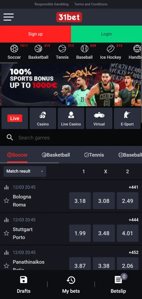 31bet Casino mobile access and smartphone gameplay
