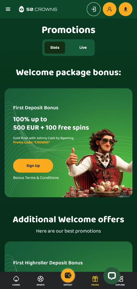 50 crowns Casino payments, deposits and withdrawal options