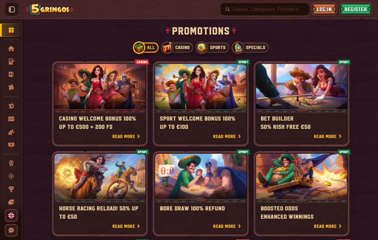 5Gringos Casino game library with slots and live dealer coverage