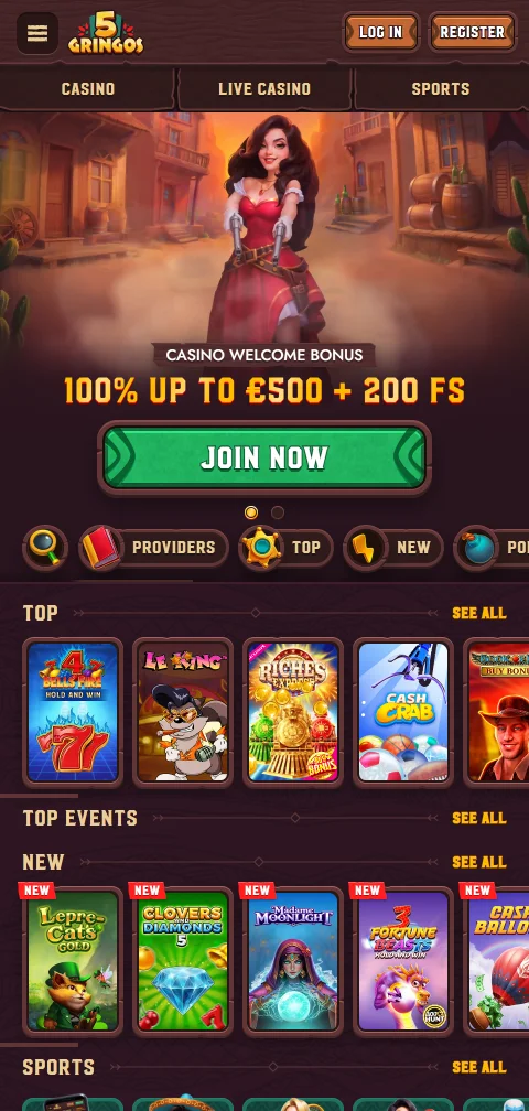5Gringos Casino mobile access for smartphone players across India