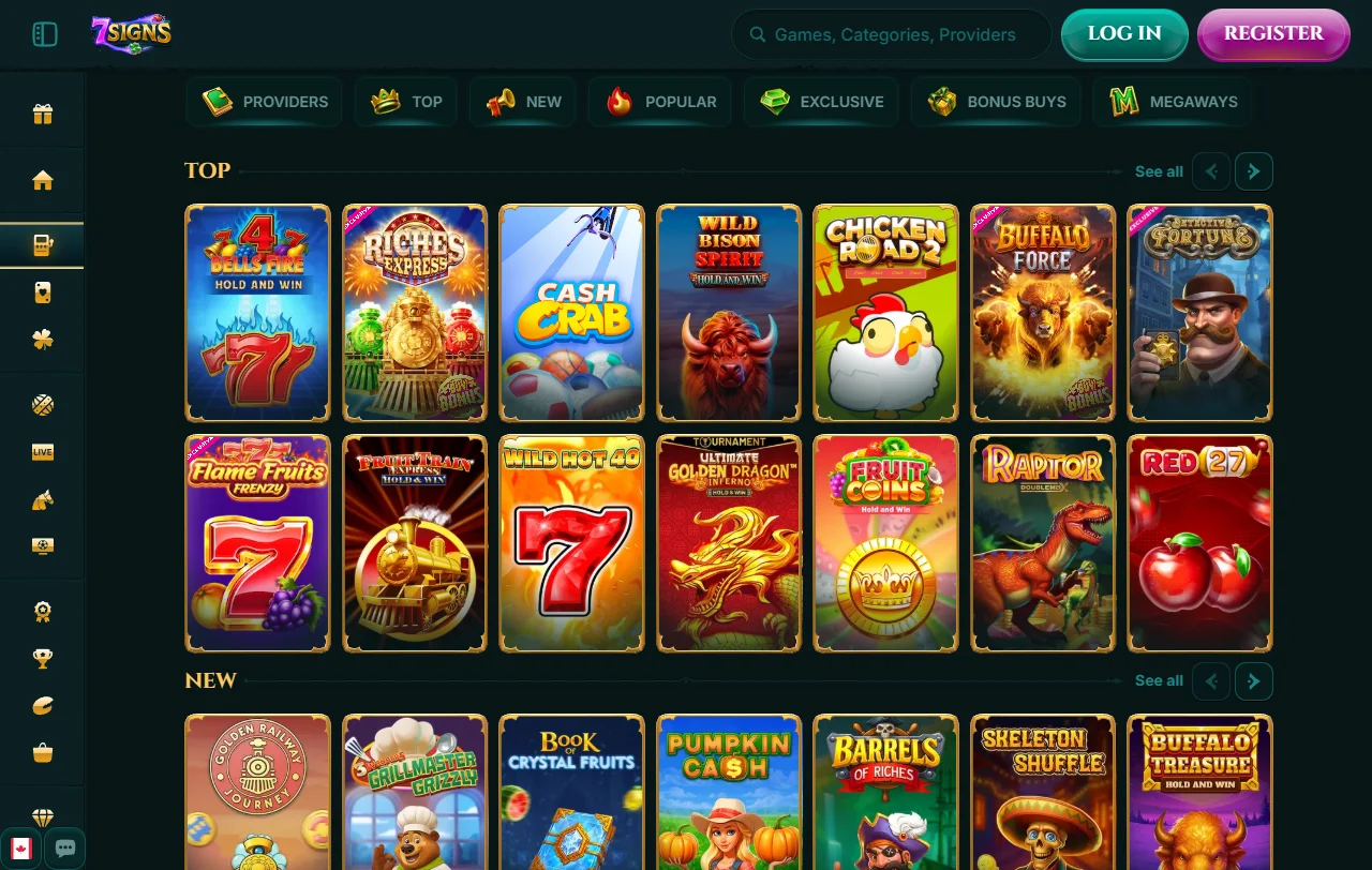 7Signs Casino games library and live dealer coverage