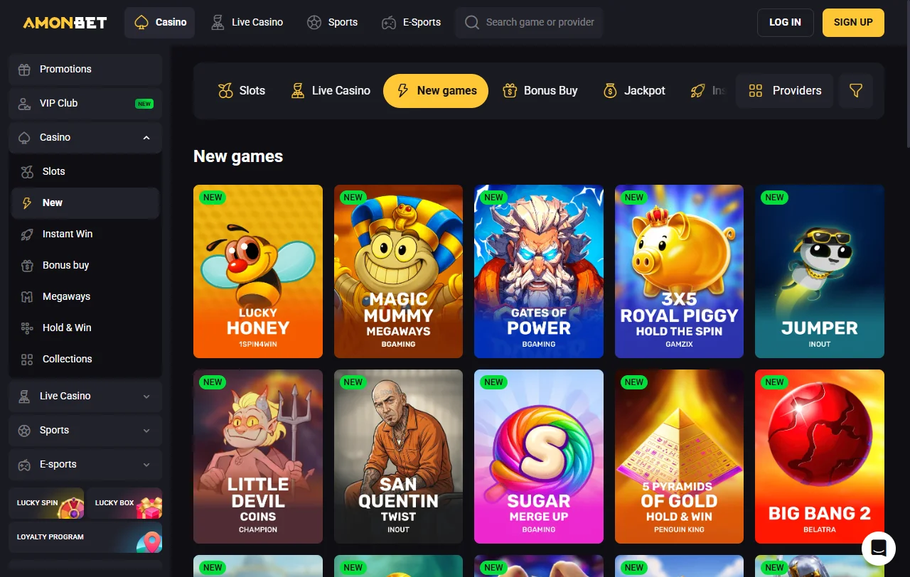 AmonBet Casino game variety and live entertainment analysis