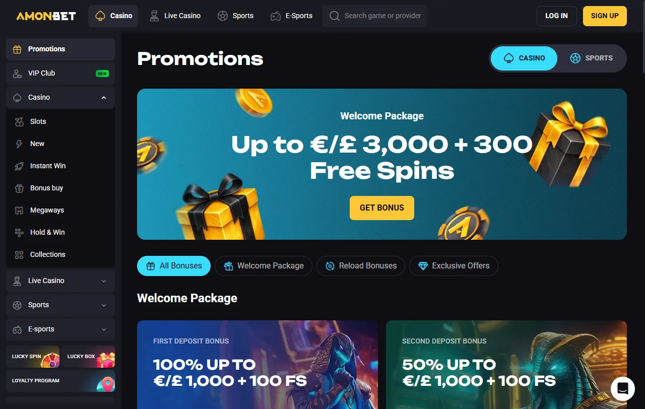 AmonBet Casino bonuses and promotional structure explained