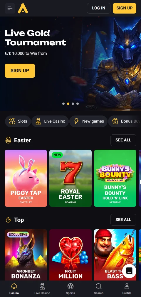 AmonBet Casino mobile access and play on smaller screens