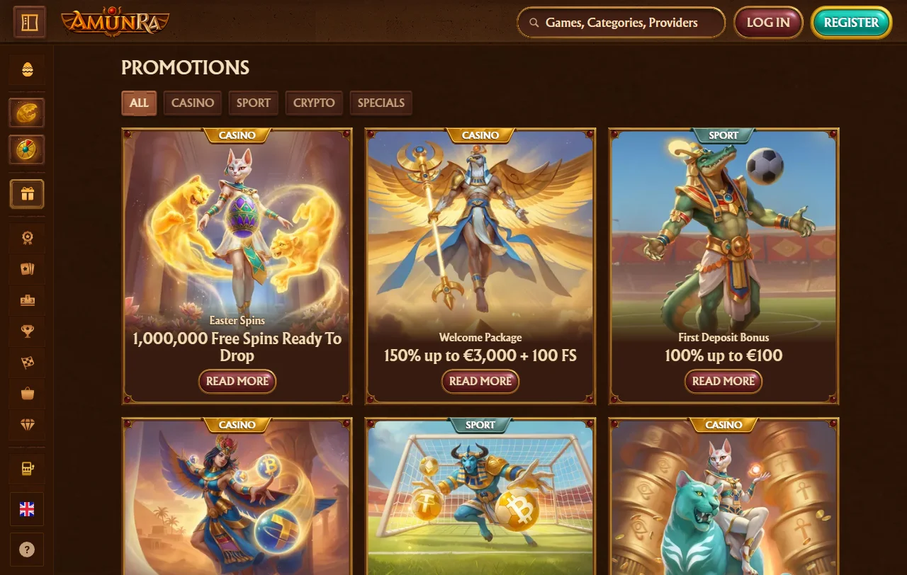 AmunRa Casino games, slots and live table coverage