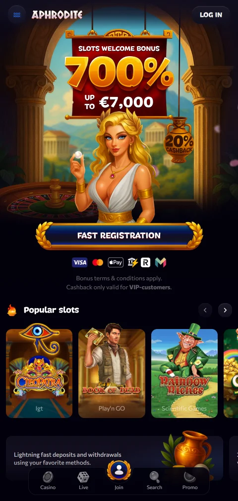 Aphrodite Casino mobile play with smartphone-friendly access and layout