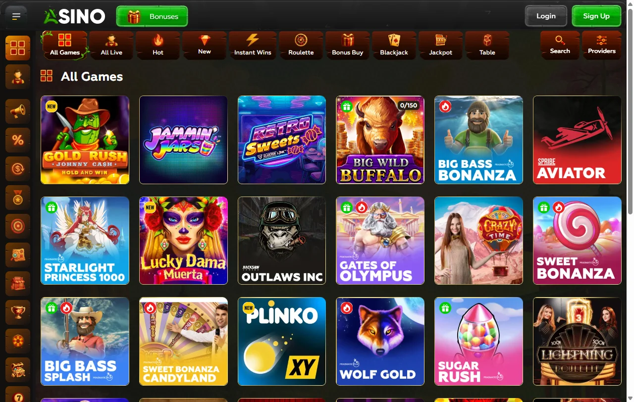 Asino Casino slots, live tables and software mix for Indian readers