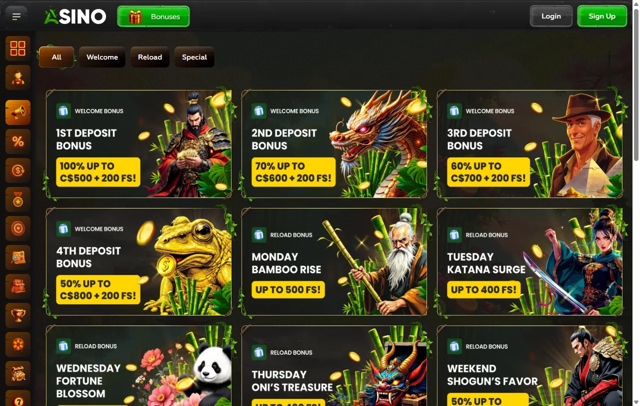 Asino Casino bonus terms and welcome offer overview for players