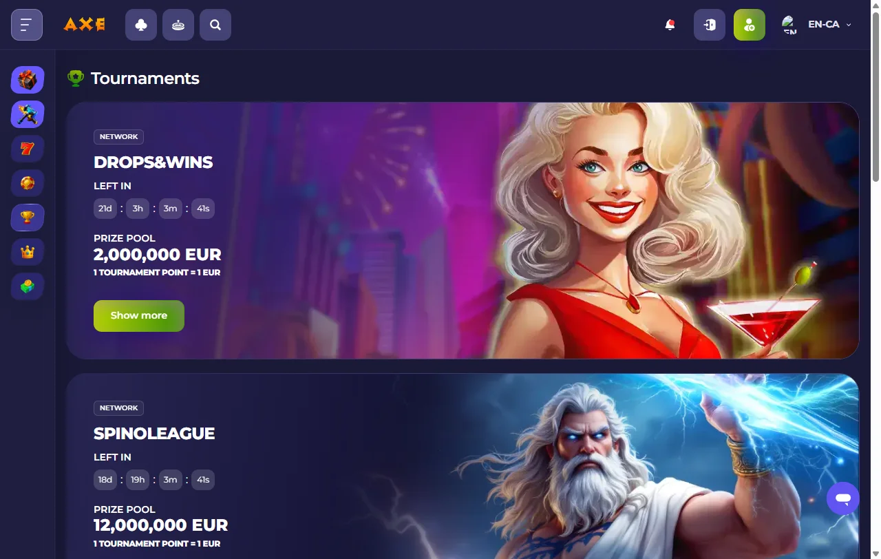 Axe Casino bonuses and welcome offer summary for players