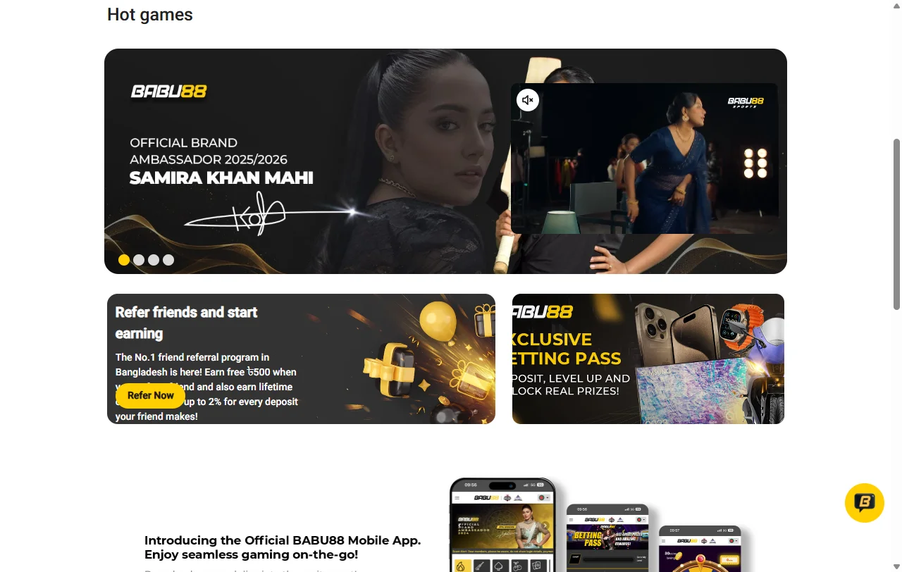 Babu88 Casino games library with slots, live tables and providers