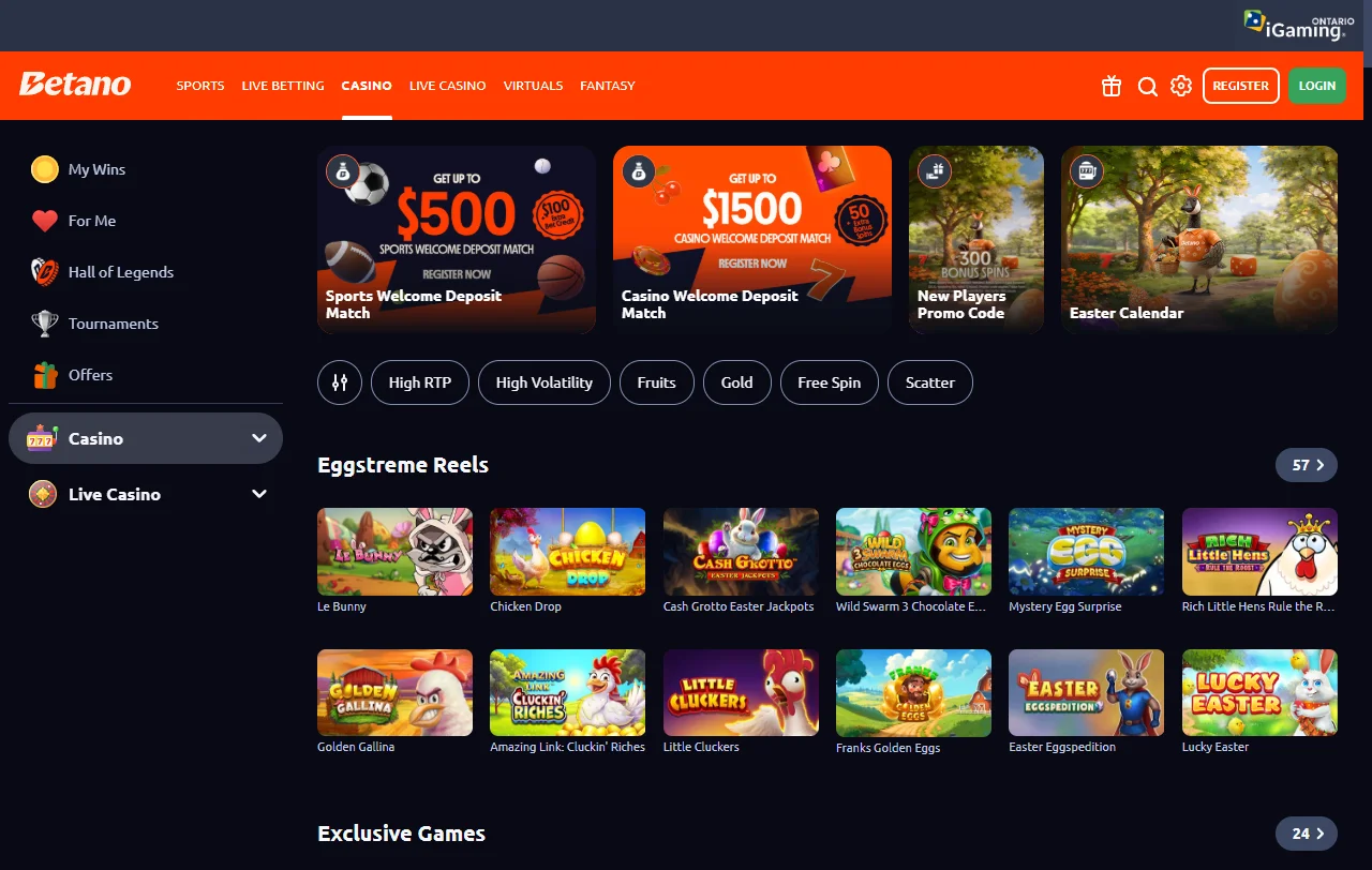 Betano Casino games overview with slots live dealer and table variety