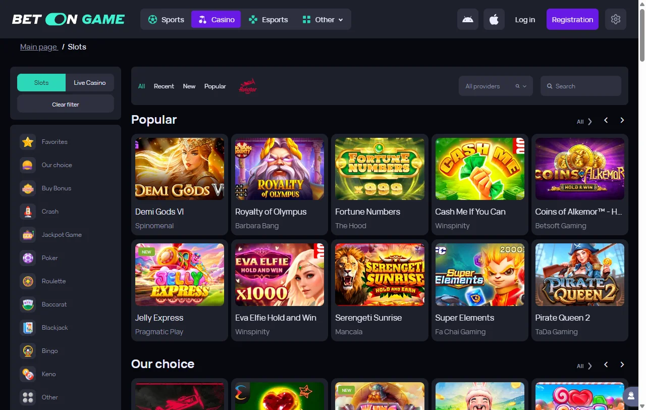 BetOnGame Casino game variety and live dealer coverage overview