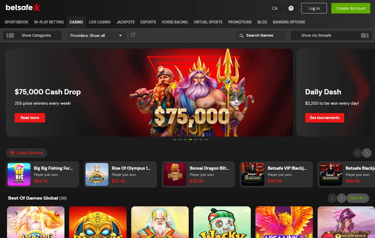 Betsafe Casino games and live tables overview
