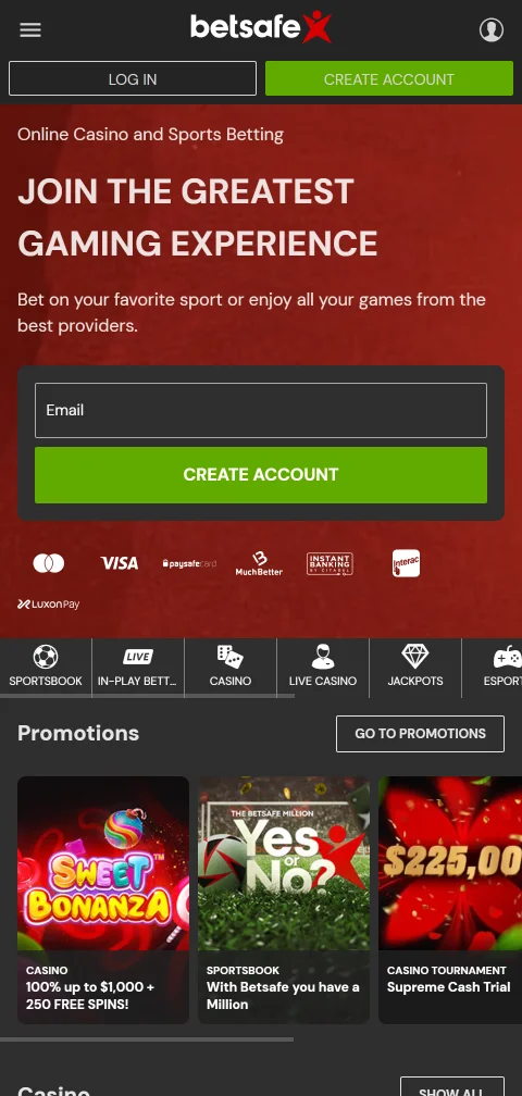 Betsafe Casino mobile access for Indian players