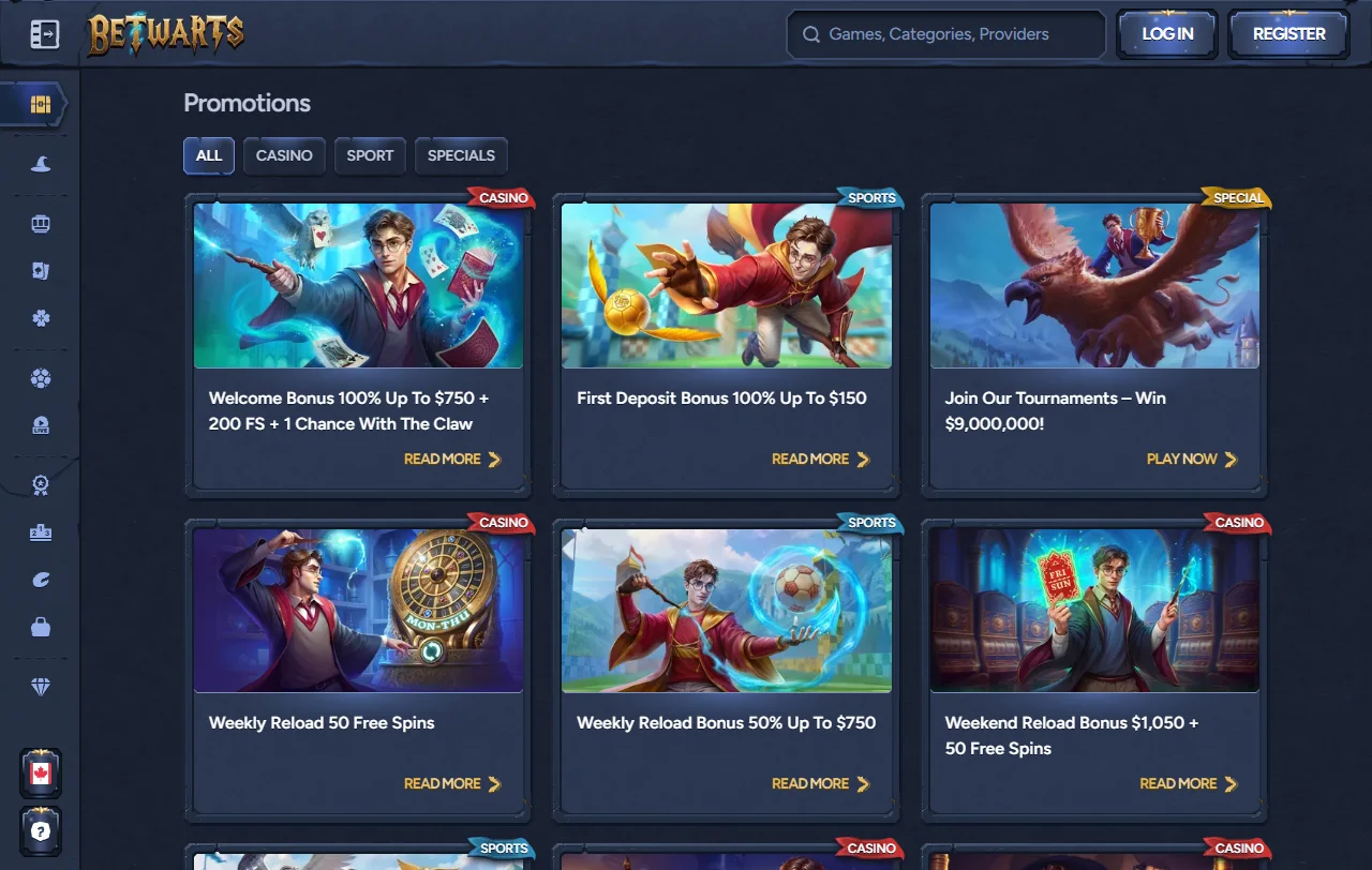 Betwarts Casino bonus and rewards details for careful comparison