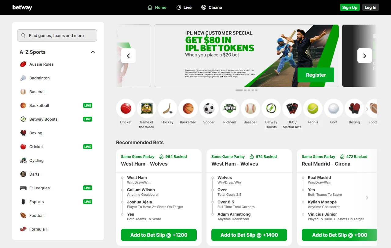 Betway Casino bonus terms and welcome offer overview
