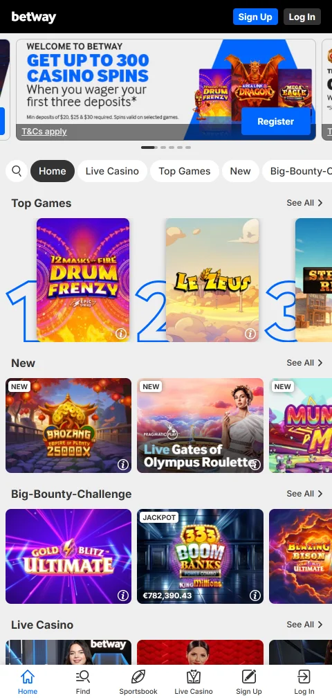 Betway Casino mobile access and smartphone gaming experience