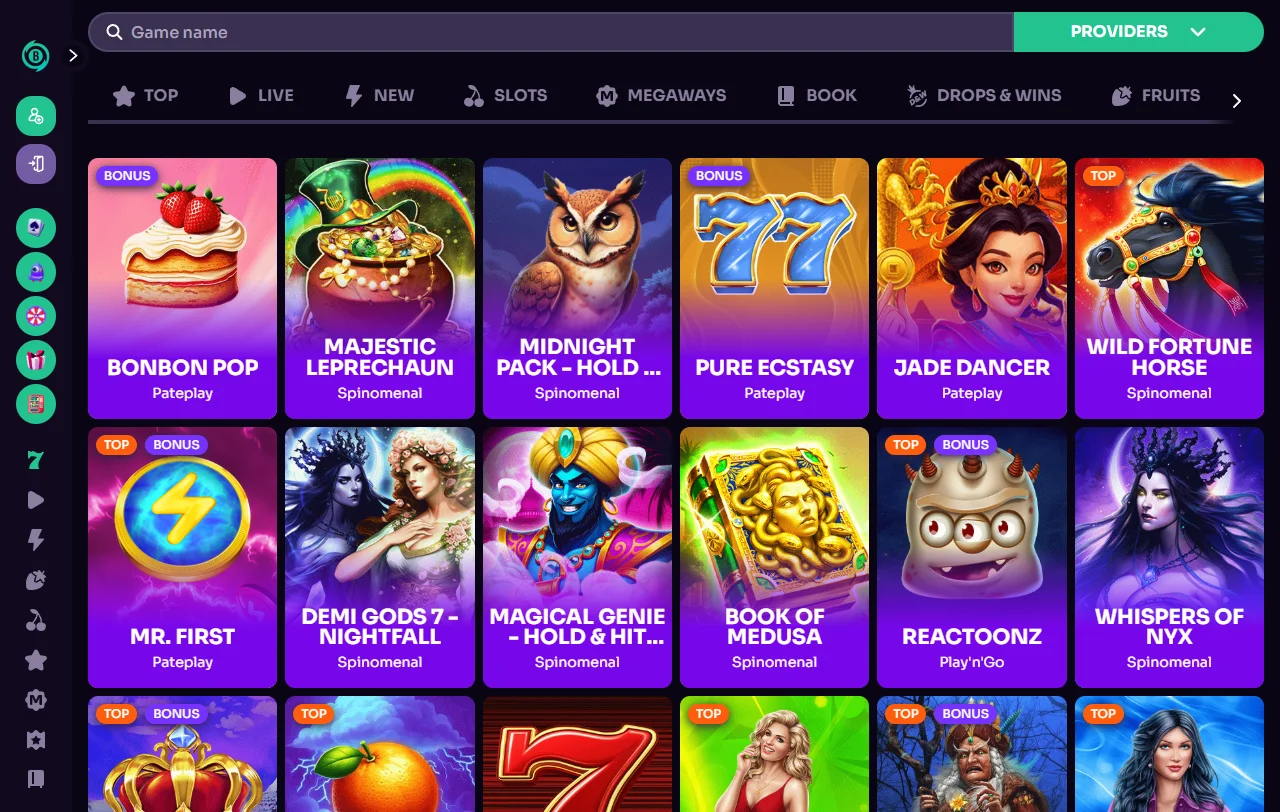 Betzard Casino games overview covering slots, tables and live play