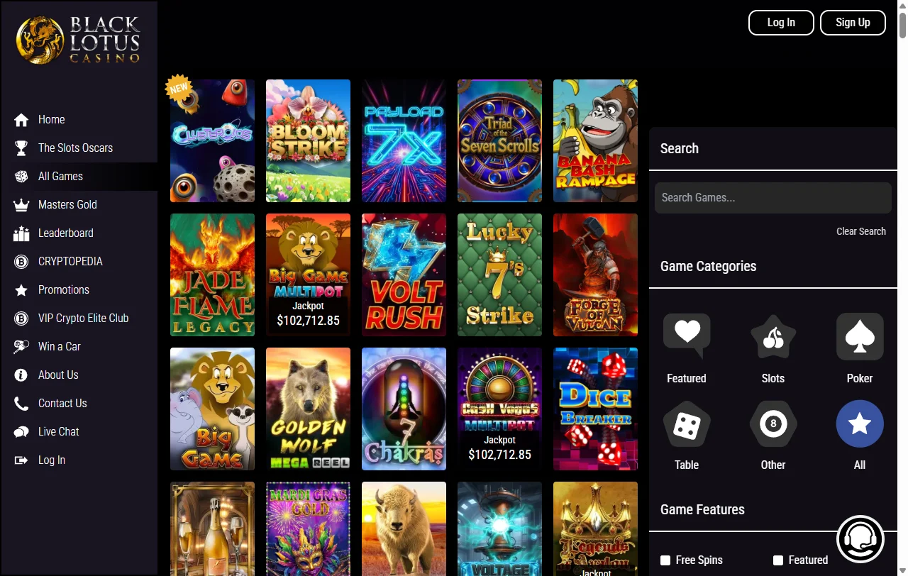 Black Lotus Casino games library and entertainment focus for readers