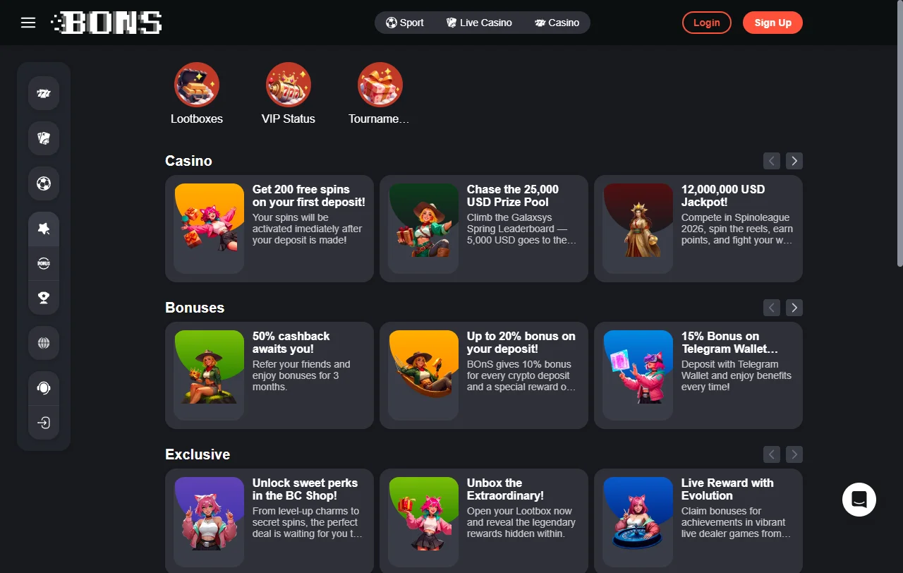 Bons Casino bonus terms and welcome offer analysis