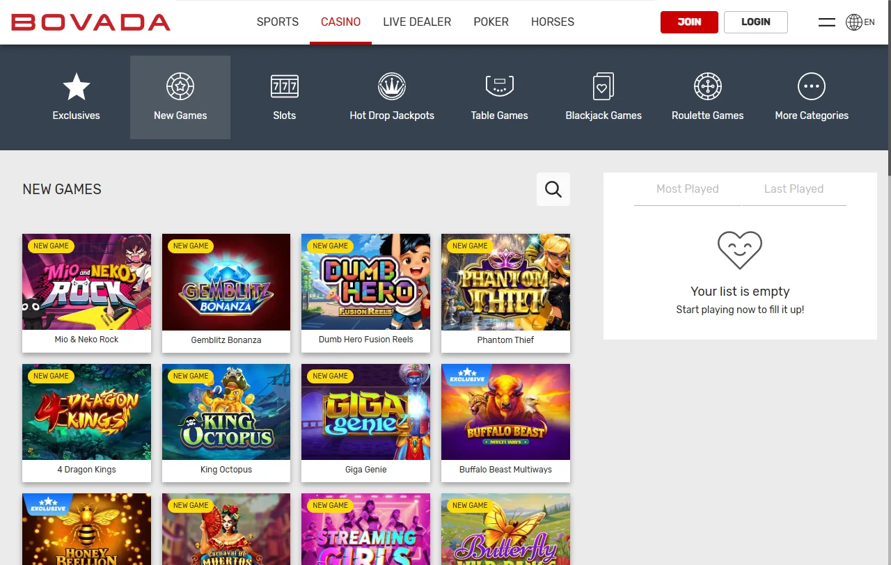 Bovada Casino games and provider coverage for informed players