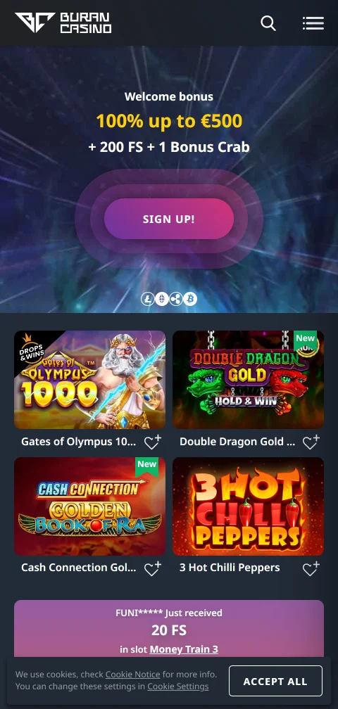 Buran Casino mobile access and responsive play on phones