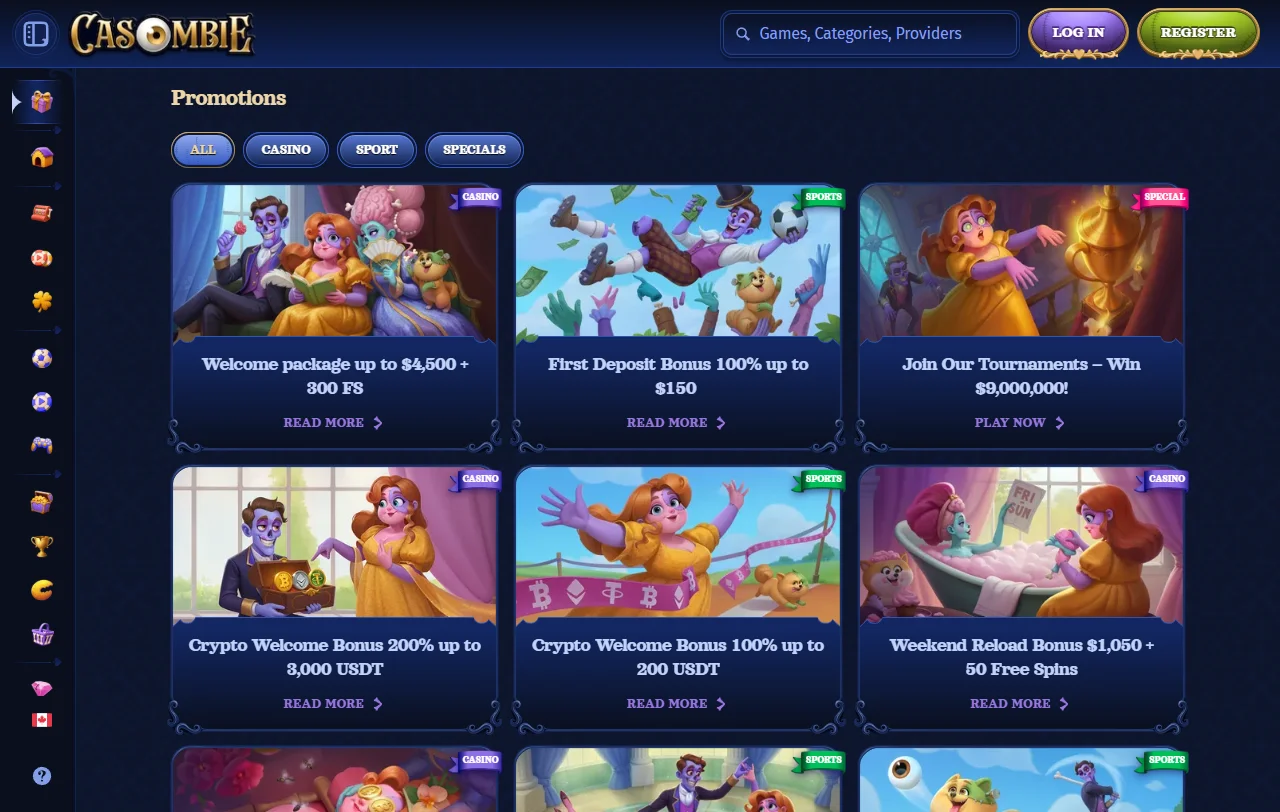 Casombie Casino bonuses and offers with welcome promotion context