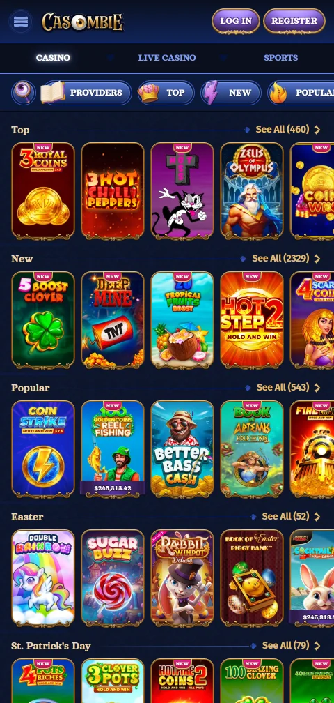 Casombie Casino deposits and withdrawals through cards, e-wallets and crypto