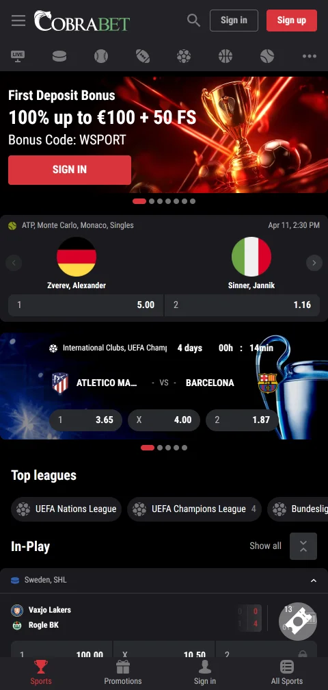 Cobra Casino mobile access and browser play for India users