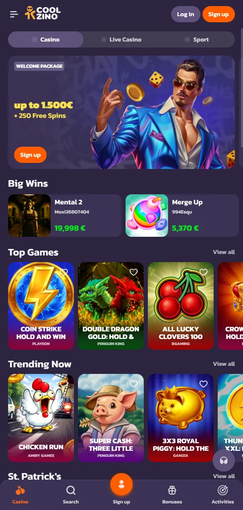 Coolzino Casino mobile access and smartphone compatibility