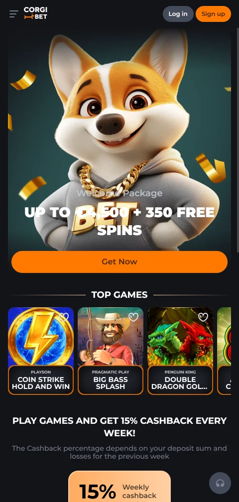 Corgibet Casino mobile gaming access for phones and tablets