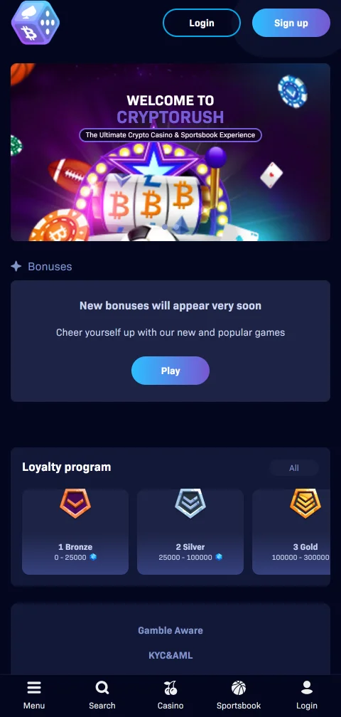 CryptoRush Casino payment methods with deposits and withdrawal context