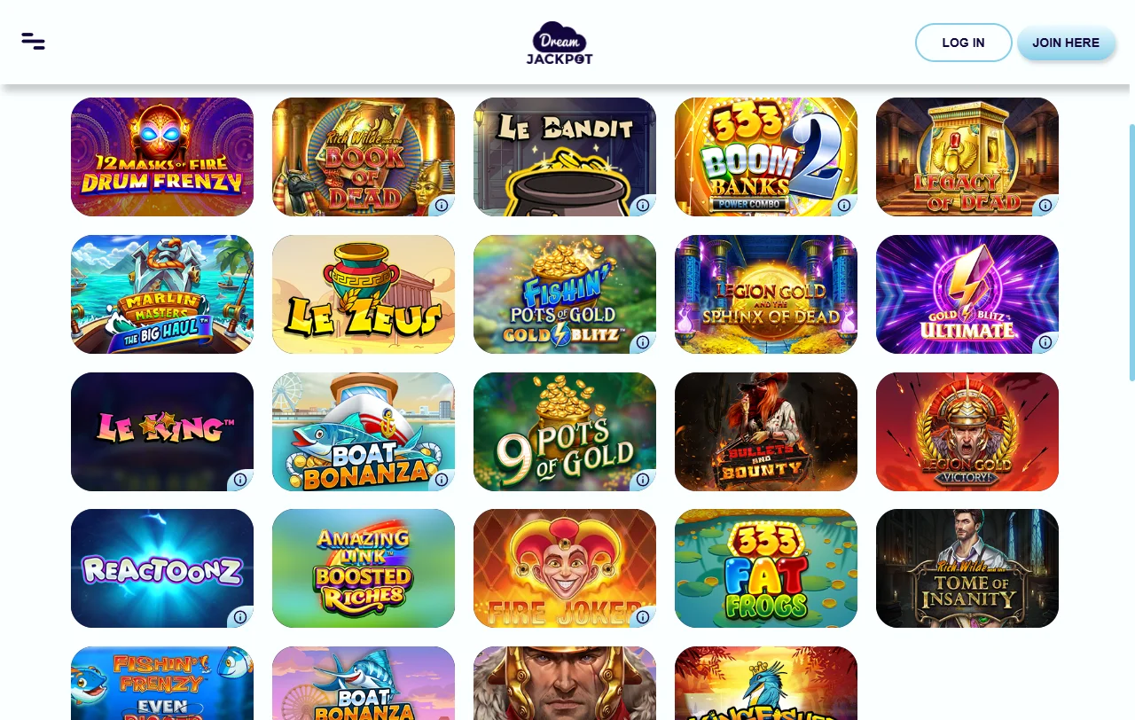 Dream Jackpot Casino games, slots and live dealer coverage