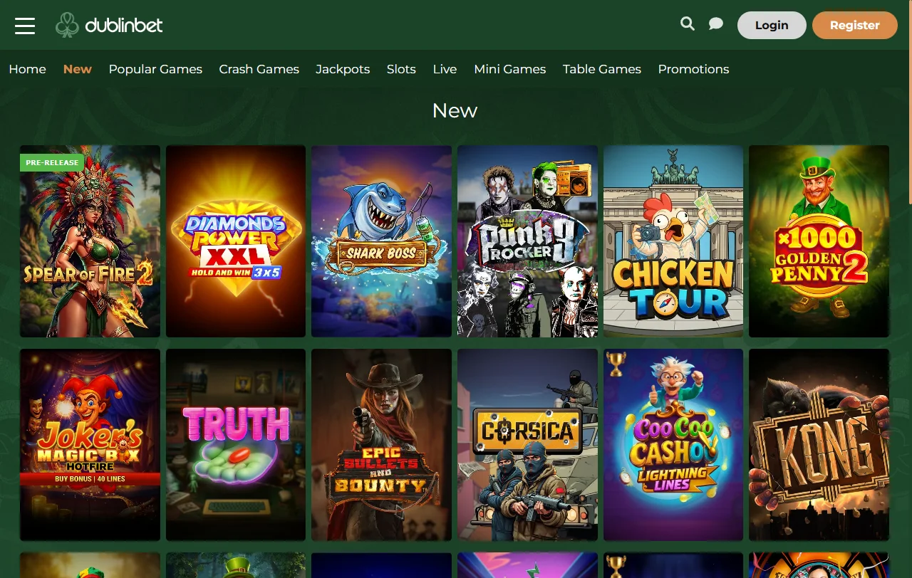 DublinBet Casino game library and provider mix overview