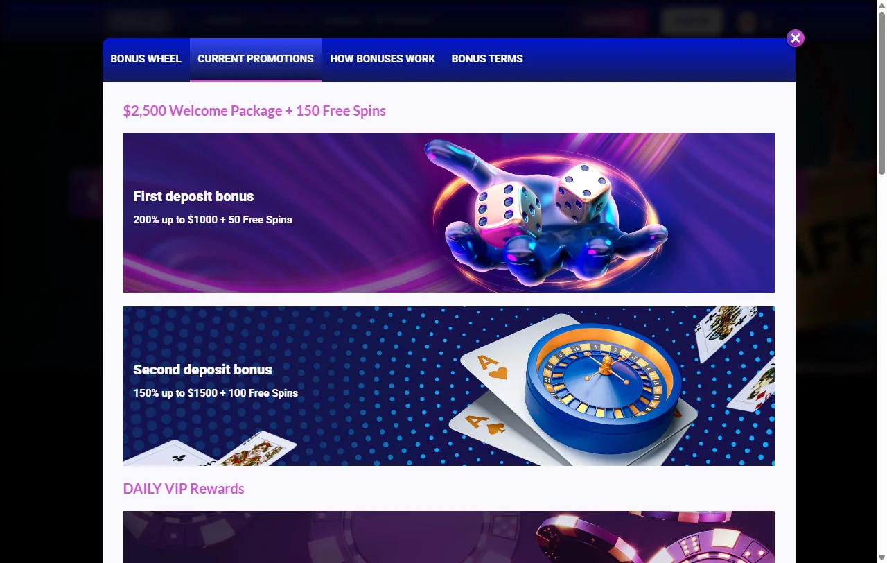 Europe Fortune Casino games library with slots, live tables and providers
