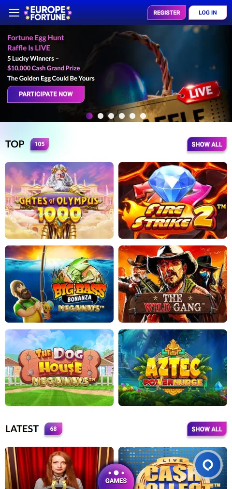 Europe Fortune Casino mobile play with smartphone compatibility and access