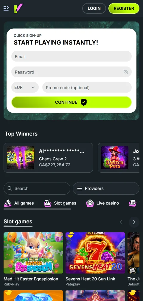 Evobet Casino mobile access and browser play for India