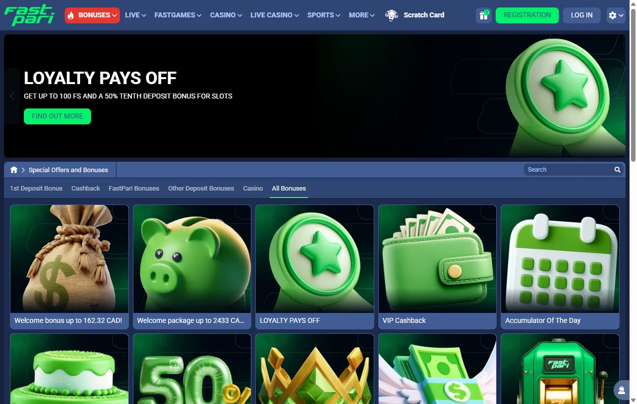 FastPari Casino games and live tables overview