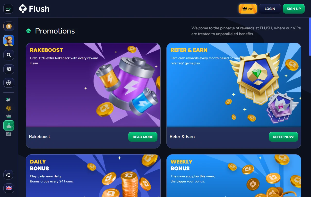Flush Casino bonuses and promotions overview for new players