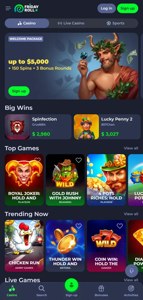 FridayRoll Casino mobile access with browser-based play on phones