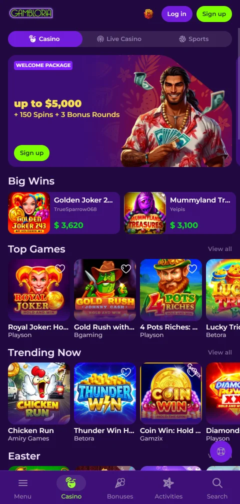 Gambloria Casino mobile access and smartphone-friendly gaming experience