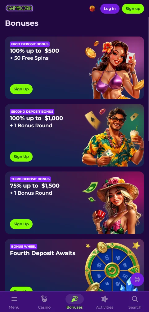 Gambloria Casino payment methods, deposits and withdrawals for India