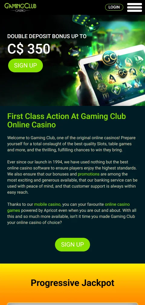 Gaming Club Casino mobile access and browser-based play for users