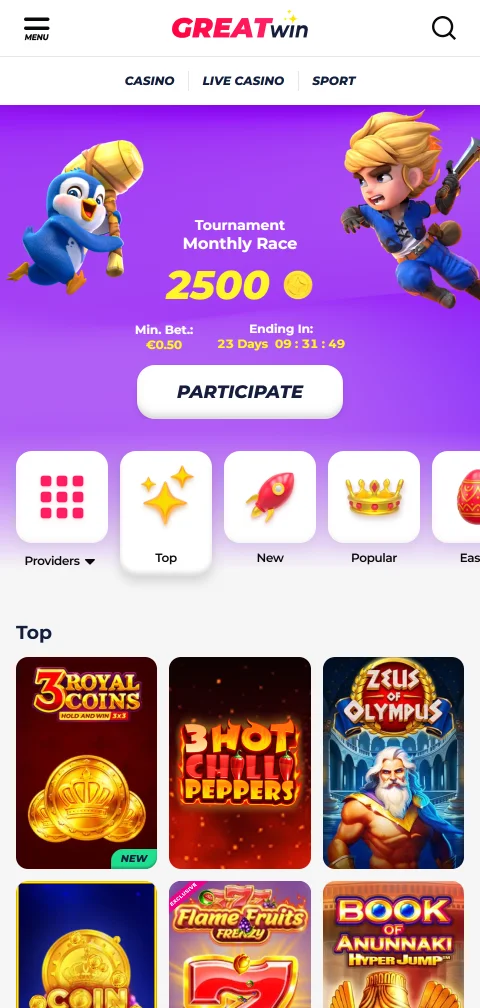 GreatWin Casino deposits, withdrawals and payment options for India users