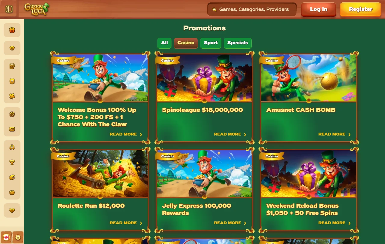 GreenLuck Casino slots and live games selection for editorial analysis