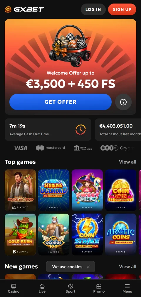 GXbet Casino mobile play experience on smartphones and tablets