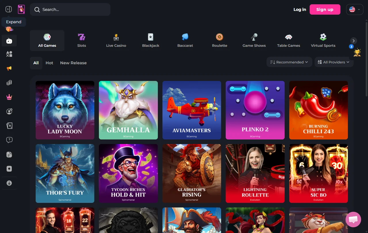 Hunnyplay Casino games and live entertainment selection for players
